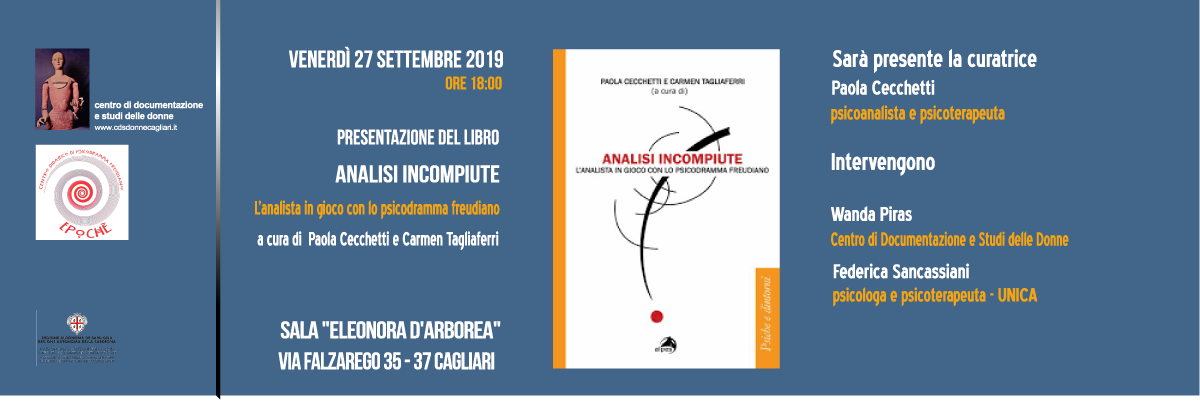 BANNER 27.9.2019 "Analisi incompiute. L'analista in gioco ..." di (e con) Paola Cecchetti